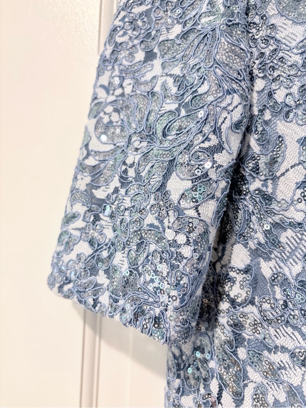 Xscape Size 16 Blue Sequin Lace Formal Gown Maxi Dress - Picture 12 of 16